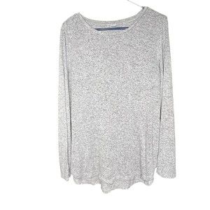 Old Navy Women's Shirt Top Size XL Heather Grey Long Sleeve Viscose Casual